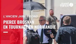 VIDÉO. L’ex-James Bond Pierce Brosnan en tournage à Bayeux