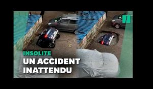 À Bombay, une voiture engloutie dans le sol en quelques secondes