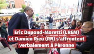 Eric Dupond-Moretti (LREM)  et Damien Rieu (RN) s'affrontent verbalement à Péronne