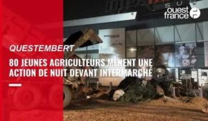 VIDÉO. Á Questembert, les jeunes agriculteurs mènent une action de nuit devant Intermarché