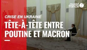 VIDÉO. Crise en Ukraine : tête-à-tête entre Vladimir Poutine et Emmanuel Macron 