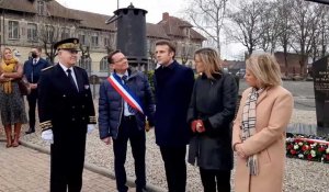 Liévin: Emmanuel Macron au chevalement de la Fosse n°3 Bis et la stèle de Saint-Amé 