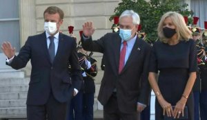Emmanuel Macron accueille le président du Chili Sebastian Piñera à l'Élysée