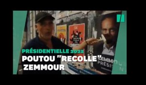 Philippe Poutou recouvre les affiches "Zemmour président"
