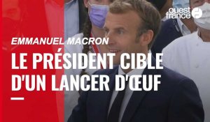 VIDÉO. Emmanuel Macron reçoit un œuf lancé par un homme à Lyon