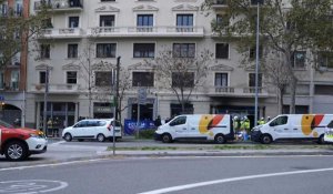 Incendie d'un squat à Barcelone: les pompiers sur place