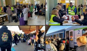 Timelapse d'arrivées et départs de réfugiés ukrainiens à Przemysl