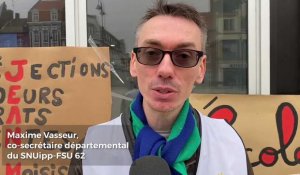 Interview de Maxime Vasseur (SNUipp-FSU 62), devant la mairie de Lens