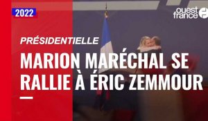 VIDÉO. Présidentielle 2022 : Marion Maréchal s’est ralliée à Éric Zemmour
