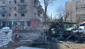 Destruction dans le district de Kourenivka à Kiev après une attaque russe