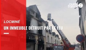 VIDÉO. À Locminé, un immeuble du centre-ville détruit dans un incendie