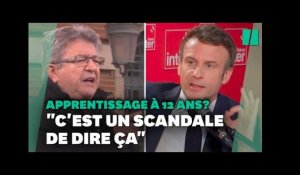 Emmanuel Macron répond à Jean-Luc Mélenchon sur l'apprentissage à 12 ans