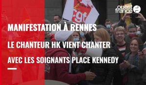VIDÉO. À Rennes, le chanteur HK manifeste en chantant avec les soignants rennais