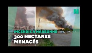Important feu de forêt dans le Massif de la Clape près de Narbonne dans l'Aude