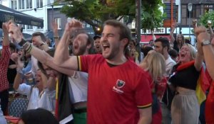 Euro-2020: réaction de joie des supporters belges après le but de Lukaku contre l'Italie