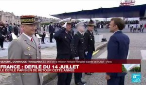 Défilé du 14 juillet en France : le chef de l'État français salue les militaires