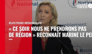 VIDÉO. Régionales :  Marine Le Pen reconnaît que « ce soir nous ne prendrons pas de région »