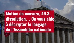 VIDÉO. Motion de censure, 49.3, dissolution… On vous aide à décrypter le langage de l’Assemblée nationale