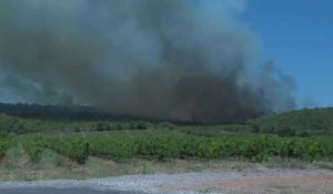Incendie dans les Pyrénées-Orientales : reprise du feu au-dessus du village d'Opoul