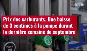 VIDÉO. Prix des carburants : une baisse de 3 centimes à la pompe durant la dernière semaine de septembre