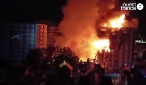 VIDEO. Deux immeubles détruits par un incendie à Rouen