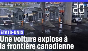 Etats-Unis : Une voiture s'envole et explose à la frontière avec le Canada #shorts