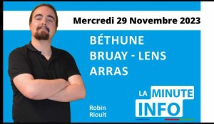 La Minute de l'info de l'Avenir de l'Artois du mercredi 29 novembre 2023