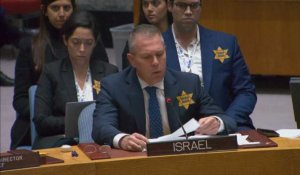 VIDÉO. Guerre Israël-Hamas : l'ambassadeur israélien à l'Onu accroche l'étoile jaune sur sa poitrine
