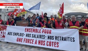VIDÉO. " La précarité est grandissante"  : une quarantaine de manifestants contre l'austérité devant la gare de Lamballe