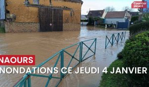 Inondations à Naours, dans l'Amiénois, ce 4 janvier 2024