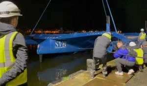 VIDÉO. À Concarneau, le SVR Lazartigue de retour sur l'eau avant l’Arkéa Ultim challenge