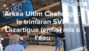 VIDEO. Arkéa Utim Challenge : les images de la mise à l'eau du trimaran SVR - Lazartigue