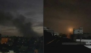Fumée et fusées éclairantes dans l'est de Gaza