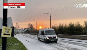 Vidéo. Avec la neige à Saint-Brieuc, la circulation est ralentie