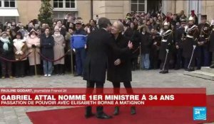 France : passation de pouvoir entre Élisabeth Borne et Gabriel Attal à Matignon