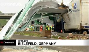 Allemagne : une éolienne s'effondre sur l'autoroute, un blessé