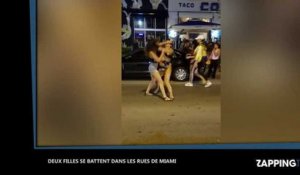 Deux filles se battent et finissent en string en pleine rue