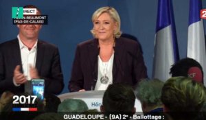 Le Pen annonce qu'elle arrive "largement en tête" dans sa circonscription