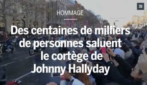 Johnny Hallyday : des centaines de milliers de fans saluent le cortège sur les Champs-Élysées