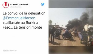 Un mini-bus de la délégation d'Emmanuel Macron caillassé à Ougadougou