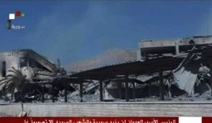 La TV syrienne montre un centre touché par une frappe