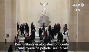 Des militants font couler une «rivière de pétrole» au Louvre