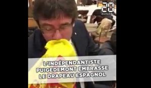 La vidéo de Puigdemont embrassant le drapeau espagnol devient virale
