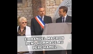 Emmanuel Macron rend hommage au Père Hamel à Saint-Étienne-du-Rouvray