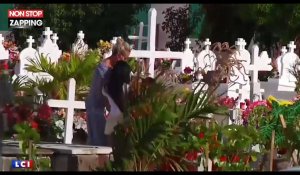 Johnny Hallyday : Laeticia, Jade et Joy se recueillent sur sa tombe à St-Barth (Vidéo)