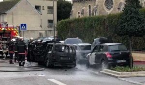 Voitures en feu rue des Bas-Trévois à Troyes