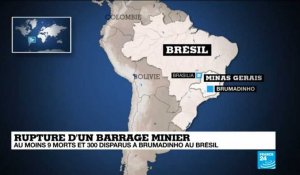 Rupture d'un barrage minier au Brésil, plusieurs centaines de disparus