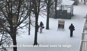 La place d'Armes de Douai sous la neige