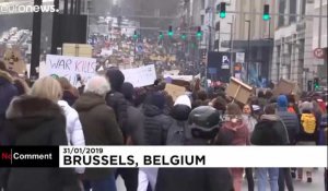 Des milliers de lycéens et étudiants belges marchent pour la planète