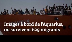 Images à bord de l'« Aquarius », où 629 migrants patientent toujours